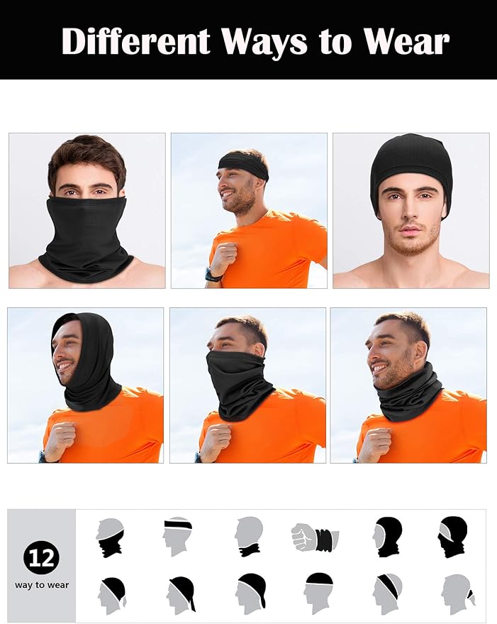 Geyoga Neck Gaiter Bandana Face Mask Summer UV Protection Cooling Breathable Face Mask Neck Scarf Balaclava for Men Women