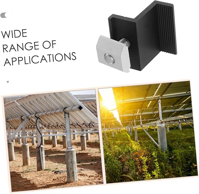 ibasenice 4pcs Solar Panel Mounting Brackets Photovoltaic Bracket Pressing Block Aluminum Alloy Easy Install for Ground Roof
