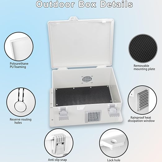 Outdoor Electrical Junction Box, Ventilation and Heat Dissipation ABS Plastic Project Enclosure with Internal Mounting Panel 9.2"x 7"x 4.6"