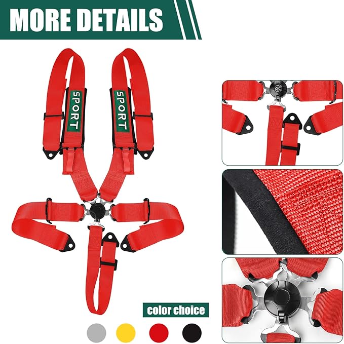 BESTZHEYU 5-Point Racing Harness Set SFI with Ultra Comfort Heavy Duty Shoulder Pads
