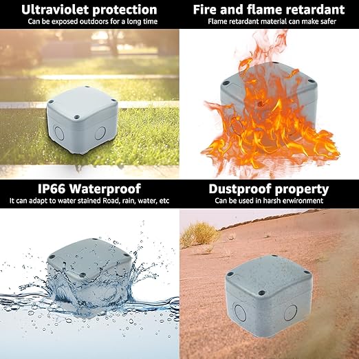 SuperInk 1 Pack Dustproof Electrical Junction Box Connector 5 Pole Waterproof Enclosure Case fit 20mm Cable Gland for Outdoor Use (86x74x62mm) IP66 Rated