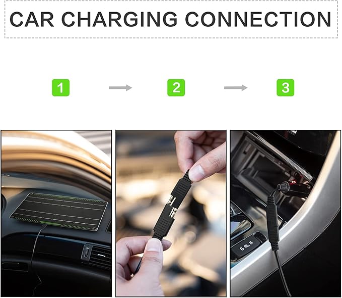Topsolar 10 Watt 12 Volt Solar Trickle Charger 10W 12V Solar Panel Car Battery Charger Portable Solar Battery Maintainer for Car Motorcycle Boat Marine RV + Cigarette Lighter Plug Alligator Clip