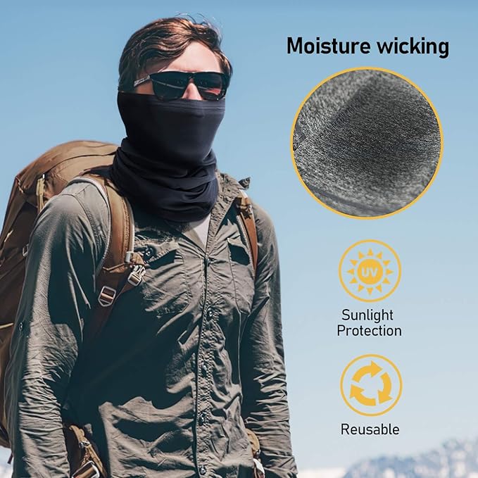 TICONN Neck Gaiter Face Cover Scarf, Neck Warmer Breathable Sun & Wind-proof for Skiing Fishing Hiking Cycling