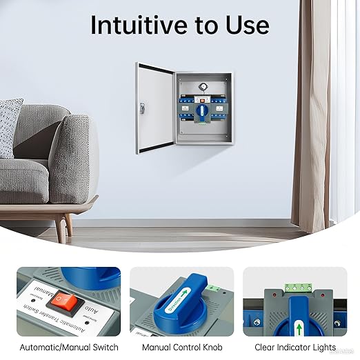 Power Automatic/Manual Transfer Switch, 63A AC110V 2-Way Generator Changeover Switch Hole M8 Installation 5.12 * 4.76in 4P/63A Blue