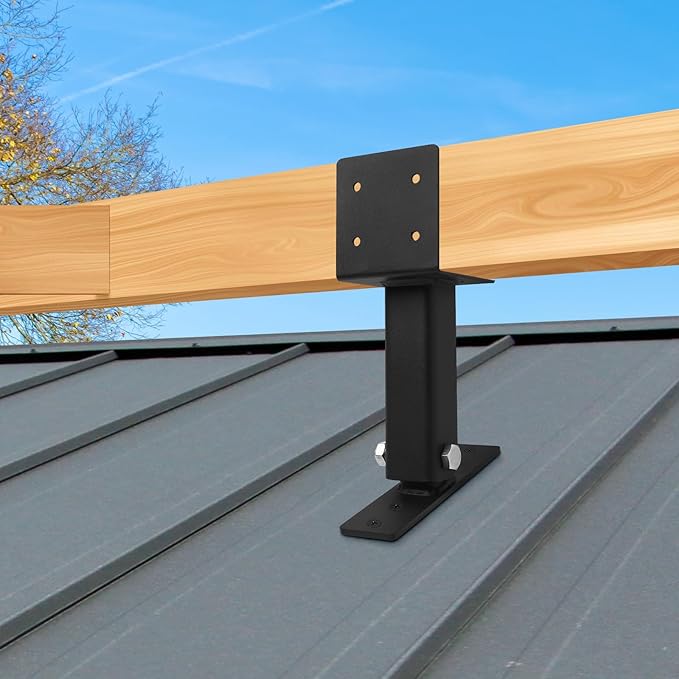 3 Pcs 4“x 4" Roof Riser Brackets Kit(ID 3.6"x3.6"),Heavy Duty Adjusted Within A Range of 0 to 180 Degrees Pergola Roof Riser Beam Bracket Fit 4x4,4x6 Lumber for Roof Pergola Gazebo Patio Cover
