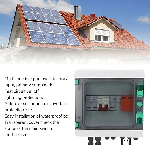 PV Combiner Box 2 String Solar Combiner Box with 15A 32A Circuit Breaker DC500V