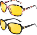 FEISEDY Classic Womens Night Glasses Driving Anti Glare Wrap Around Yellow Sunglasses B2548