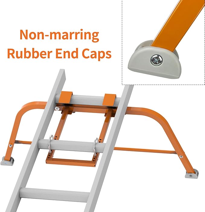 Ladder Stabilizer for Roof Gutter Guard ＆Wall,Extended Ladder Crane Stabilizer Accessory,Steel Ladder Stand-Off Wing Span/Wall Ladder Standoff with Non-Slip Rubber Bottom pad. (Orange-Steel)