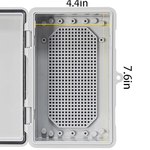 Electrical Junction Box - Outdoor Waterproof Electrical Box ABS Plastic Outdoor Project Enclosure ith Plastic Snap for Ships, garages, and Surveillance installations Gray Cover 8.2"x5.1"x4.3"