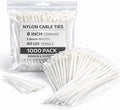 White Zip Ties 8 Inch 1000 Pack, 40 lbs Nylon Cable Ties, Self Locking UV Resistant Wire Ties for Wreath Crafts, DIY, Decor, Indoor Outdoor, Home and Garden