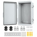 Waterproof Electrical Junction Box, IP67 Plastic Weatherproof Electrical Junction Box Enclosure with Aluminum DIN Rail, Mounting Plate, Wall Brackets for DIY Projects (11.4"×7.5"×5.5")