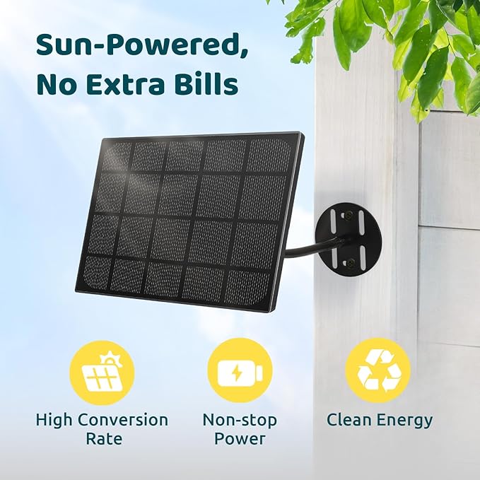 Birdfy 8W Solar Panel for Smart Bird Feeder Camera, Type-C Charger for Birdfy Feeder, 360° Adjustable Swivel Mount, IP65 Waterproof for Outdoors, 8W Continuously Power Supply (9.8ft Standard Cable)