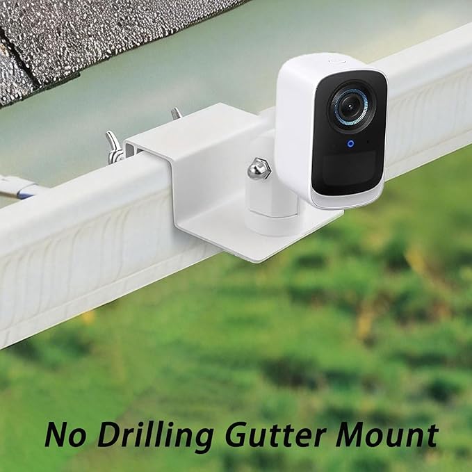 2Pack Adjustable Gutter Mount for Ring Solar Panel,eufy Security SoloCam S220/C210,eufyCam 2C/2C Pro,3/S330,2/2 Pro,3C/S300,360°Adjustable Bracket with 1/4 Screw Thread,No Drilling Mounting