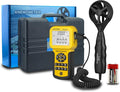 HVAC Anemometer,CFM Air Flow Meter 0.001~100mph High Accuracy Measures Wind Speed/Wind Temp/Air Velocity Air Flow, Professional CFM Meter AP-846A with Backlight Max/Min/Avg