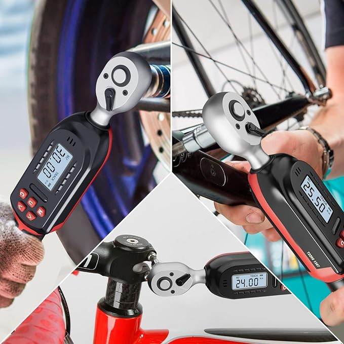 VANPO 1/4 Inch Digital Torque Wrench, 1.1-22.1 Ft-lbs/1.5-30Nm, with Preset Values, 2% Accuracy, Buzzer and LED Notification, Small Electronic Torque Wrench for Bicycles