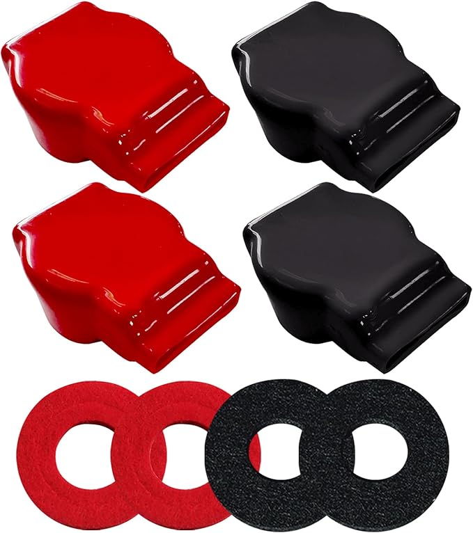Ampper Top Post Flexible Battery Terminal Cover, Battery Terminal Clamp Insulator Protector W/Washers for Car, Vehicle, RV and Boat (Military Spec, 2 Sets)