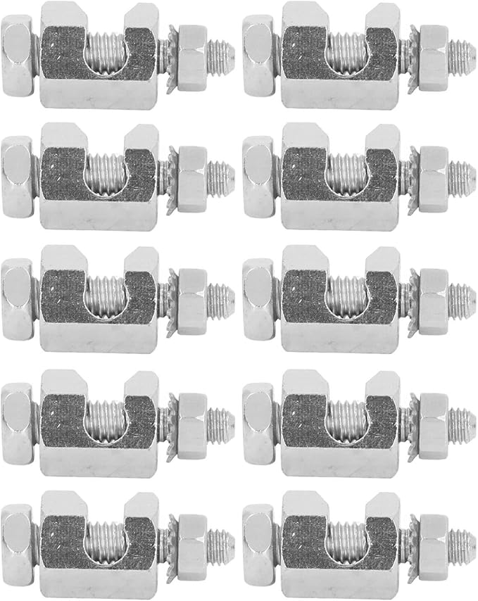 Focket 10PCS Solar Panel Photovoltaic Nut and Solar Earthing Ground Clip Cable Clamp for Bare Wire, Safe On Coupling Earthing Ground Lug Cable Clamp Ground Clamp Fasteners Clip