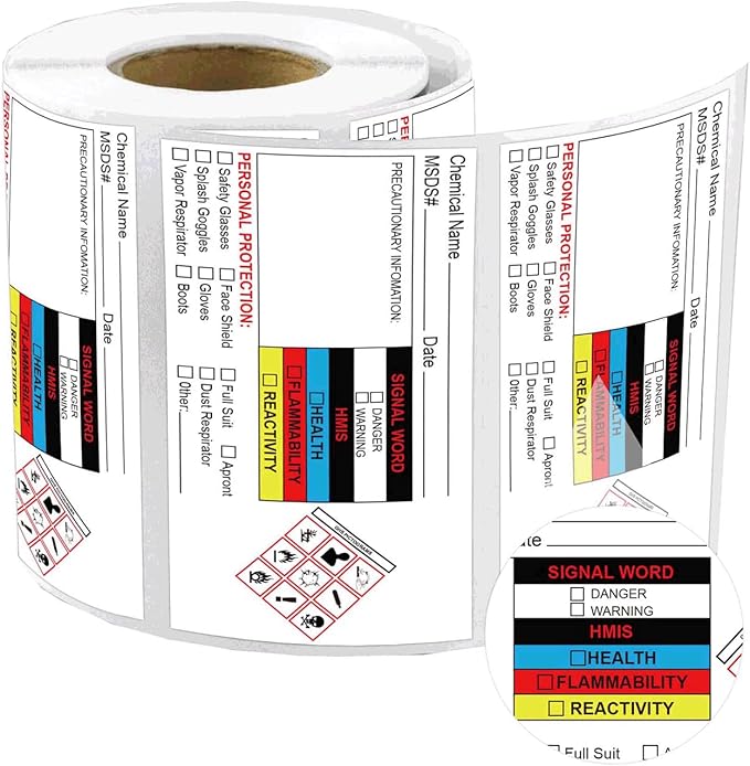 Chemical Identifying and Marking Sticker Christmas SDS Stickers Write-in Labels 2x4 inch MSDS Stickers Safety Data Sheet Labels 300pcs