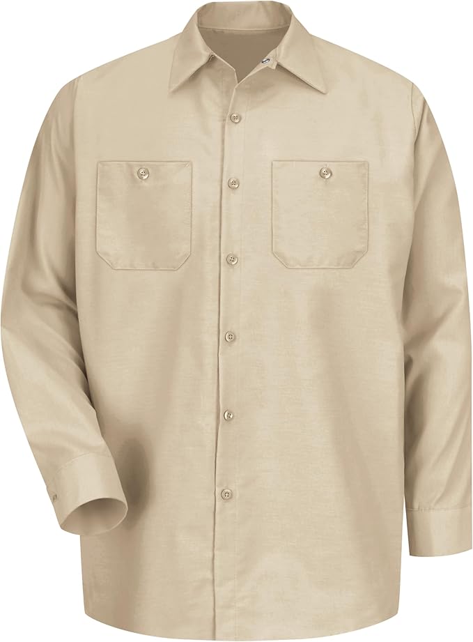 Red Kap Men's Long Sleeve Industrial Work Shirt | Moisture Wicking Button Up, Wrinkle Resistance Fights Fading & Stains