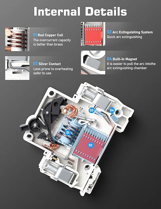 DIHOOL Solar Disconnect Switch, 30 Amp 2 Pole, DIN Rail Mount, Non Polarized, 12V 24V 48V 400V, AC/DC Circuit Breaker, RV Battery Isolator, PV Array MCB, Thermal Magnetic Trip