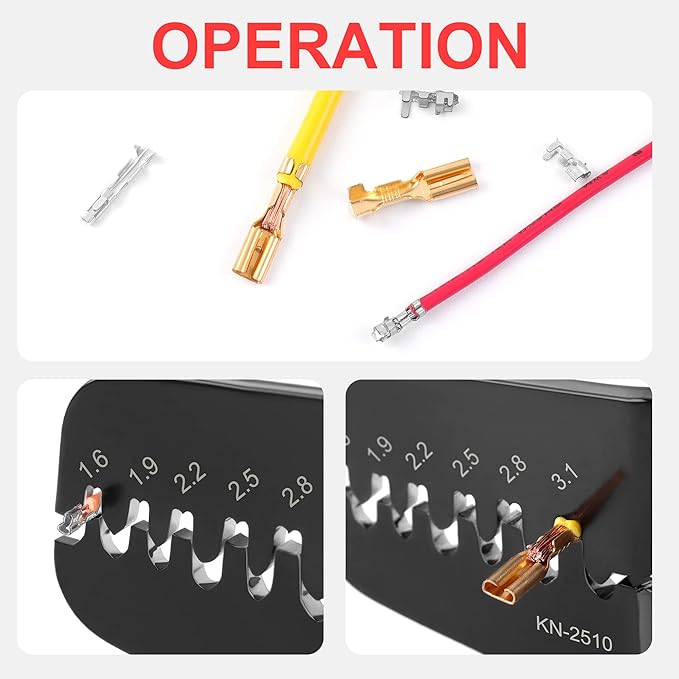 Knoweasy JST Crimper and Molex Crimper Works on AWG24-12/0.21-3.31mm² JAM, Molex, Tyco, JST Terminals and Connectors for FPV, Drone Servo Model KN-2510