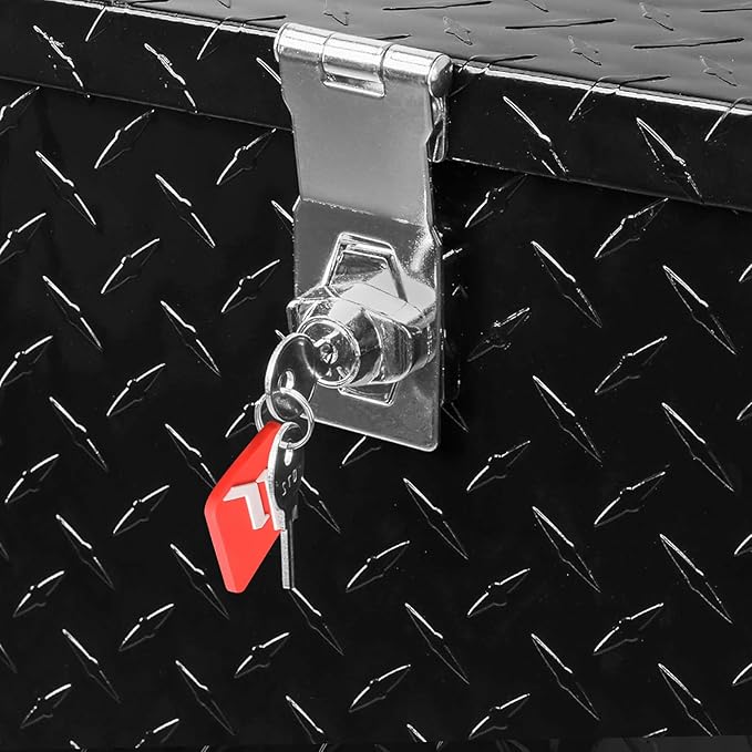 FORWODE 30 Inch Aluminum Truck Tool Box Lockable Truck Bed Tool Box Waterproof Truck Bed Storage Box with Side Handle Truck Tool Chest for Pickup, Truck Bed, RV, Trailer & Garage (Black)