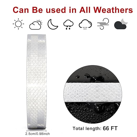 Reflective Tape, Waterproof Self Adhesive Dot Reflective Tape Outdoor Safety Caution Reflector for Trailers, Bikes, Cars（Silver, 1 Inch x 115 Feet）