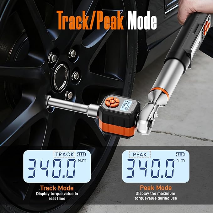 1/2" Digital Torque Wrench Adapter Set, 12.54-250.8 Ft.lb/17-340 N.m Electronic Torque Adapter with Buzzer & LED Indicator for Automotive Motocycle Car Repair