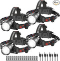 Rechargeable Headlamp High Lumen, 3000L Super Bright Head Lamp, 90° Rotatable Head Lights for Forehead, Adjustable Focus Headlight Flashlight, 4Modes LED Headlamps for Adults Hardhat Camping (4Pack)