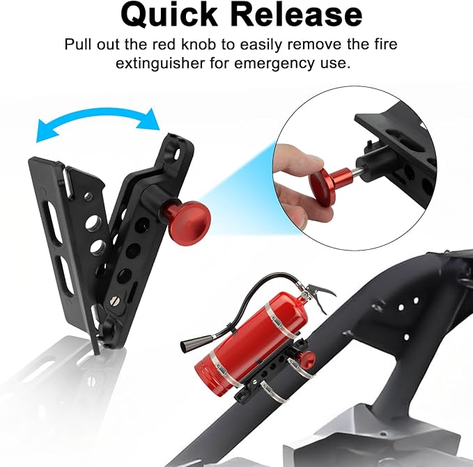 PSLER Quick Release UTV Fire Extinguisher Mount Kits Universal for Truck Wrangler JT TJ JKU JK JL UTV X3 RZR Ranger ATV SUV RV Red