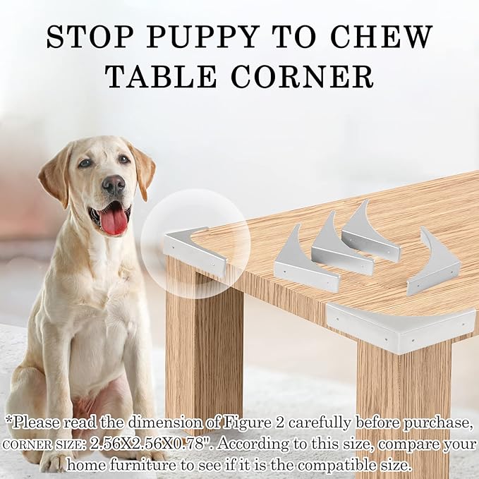 Metal Corner Guard for Furniture Decorative Table Corner Protectors 2.56'' Box Corner Cover Rustproof Zinc Alloy Desk Edge Corner Brackets with Matching Nails (Silver 4Pcs)