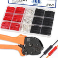 Tnisesm 100Pcs 15/30/45Amp Power Connectors, AWG10-20 Quick Disconnect Connect Battery Connector Modular Power Connectors Sets with Crimping Tool DC Power Crimper Ratchet Pliers