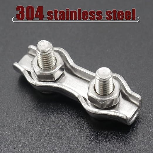 20pcs M2 Stainless Steel Duplex Wire Rope Clip Cable Clamp, Double Bolt Wire Cable Clamps, 2-Post Wire Rope Clip for 1/16 Inch Diameter Wire Cable