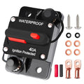40 Amp Circuit Breaker Manual Reset Waterproof Inline Fuse Inverter for Car ATV Marine Trolling Motors Boat Power Protect 12V-48V, with Wire Lugs Copper Washer Screw