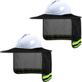 Hard Hat Sun Shade, High Visibility Sun Visor Neck Shade with Reflective Strip, Hard Hat Accessories, Full Brim, Man& Woman (Hard Hat Not Included), Black, 2 Pack