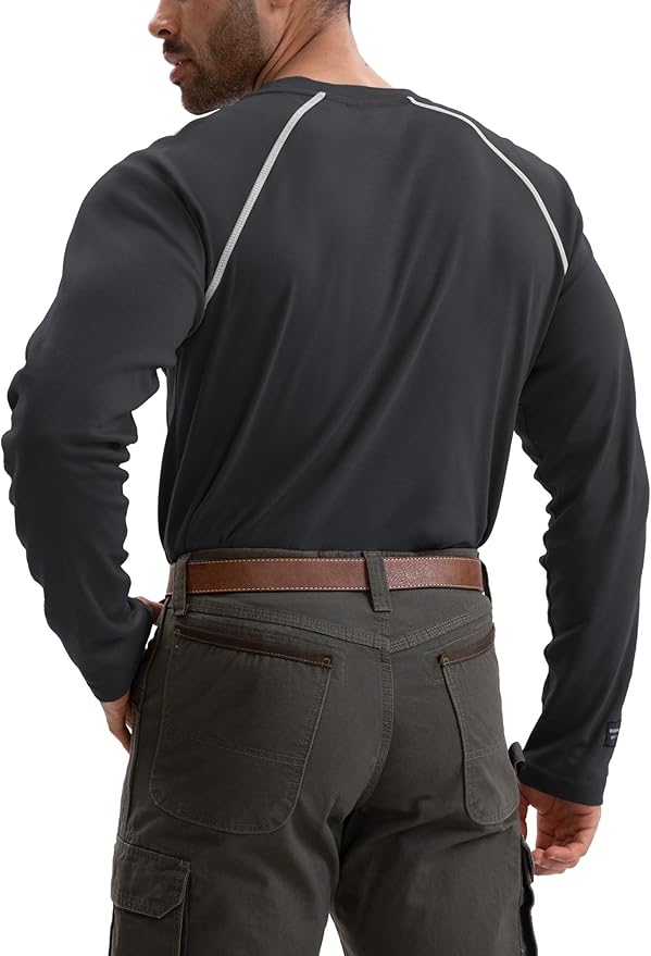 WORKWEYA FR Shirts Flame Resistant Shirt 6.5oz Men's NFPA 2112/CAT2 Long Sleeve Shirt