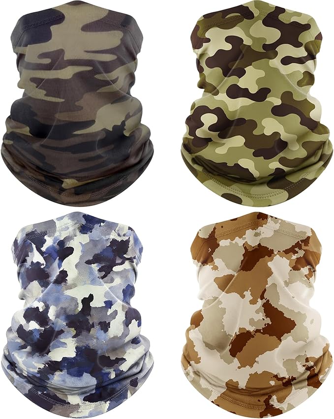 4 Pack Neck Gaiter, Cooling Breathable Face Mask UV Protection Scarf Hiking Bandana for Men/Women