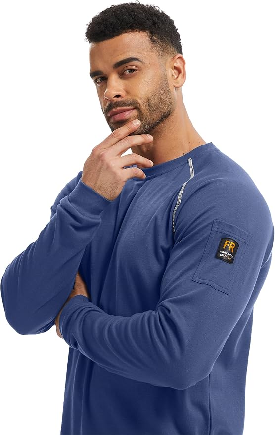 WORKWEYA FR Shirts for Men 5.5OZ Light Weight Welding Flame Resistant Shirts NFPA2112 CAT2