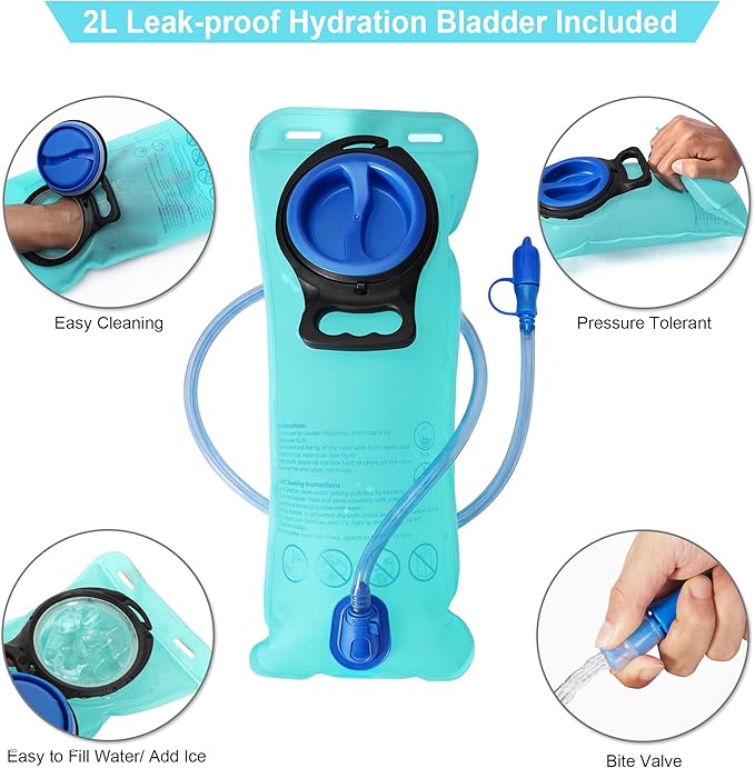 Hydration Backpack - Lightweight Water Backpack with 2L Water Bladder Bag, Running Hydration Vest Backpack for Men Women, Hydration Pack for Hiking, Cycling, Climbing MIYCOO