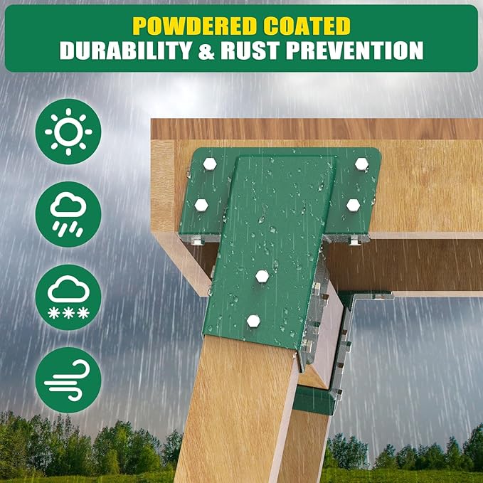 BeneLabel 4Pack Deer Blind Brackets 4x4 Heavy Duty Deer Stand Bracket Compound Angle Brackets for Tree Stand, Raised Platform, Tree House, Swing Set, Deers Station