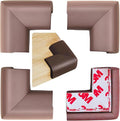 Soft Foam Corner Protectors for Baby, Bed Frame Corner Guards, Sharp Edge Desk Furniture Safety Cover Bumpers for Kids, 3M Adhesive Pre-Taped Rubber Padding Cushion (Coffee Brown, 4 Pack)