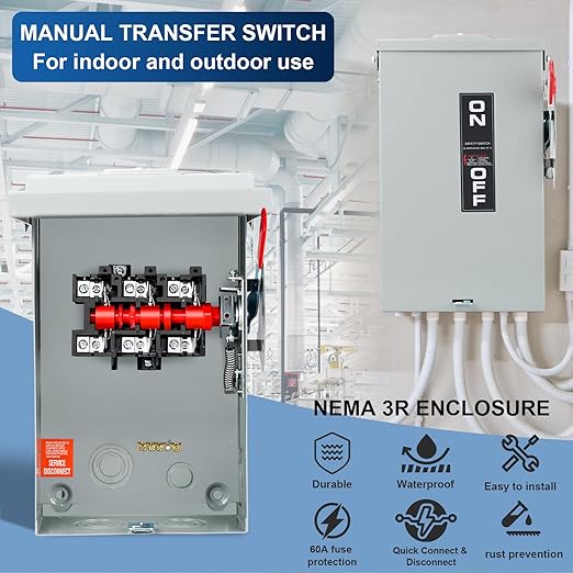 3P 60Amp 240V 3 Wire Heavy Duty Safety Switches，Ac Disconnect Switches Box，Quick Disconnect Safety Switch