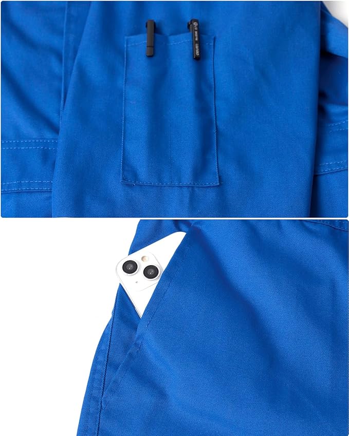Men's Work Coverall High Visibility Overalls Mechanics Coveralls Workwear Jumpsuit with Multi Pockets