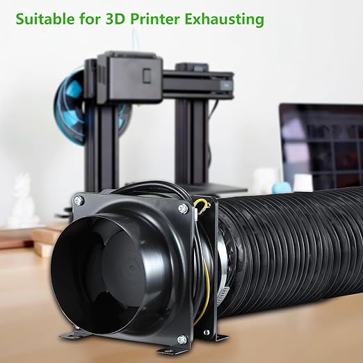 4inch Axial Fan Kit, Exhaust Extractor Blower Ventilation Fan with Button Switch, Dryer Hose for Grow Tent, HVAC, 3D Printer