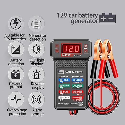 ANENG Digital Multimeter with Car Battery Tester,12V Digital Automotive Batteries Tester,Measures Voltage,Current,Resistance,Continuity,Diodes,Voltage Indicator for Truck Motorcycle Electrical Tools