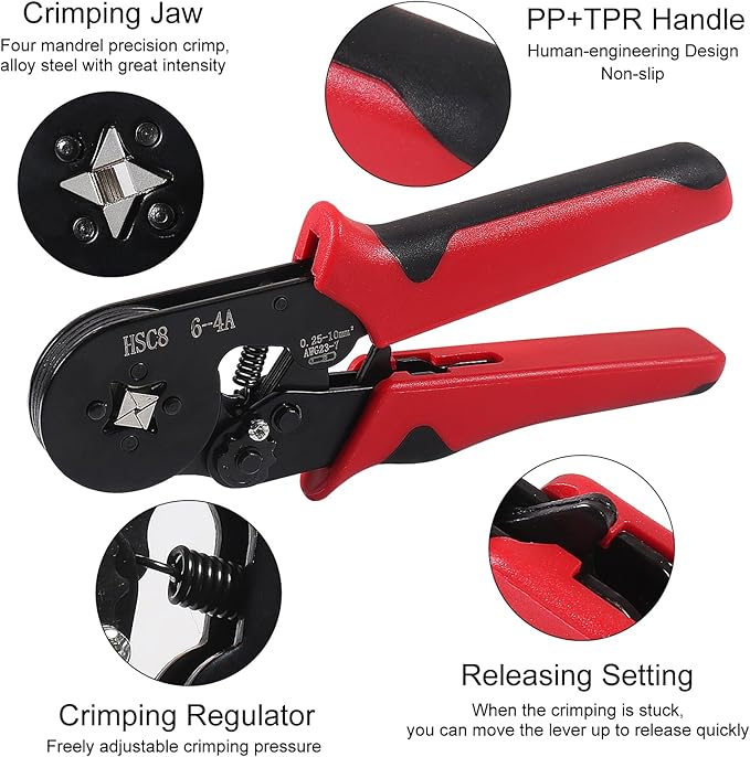 801PCS Ferrule Crimping Tool Kit, AWG23-7 Self-adjustable Ratchet Wire Crimping Tool Kit Crimper Plier Set with 800PCS Wire Terminals Crimping Connectors Wire End Ferrules Terminals