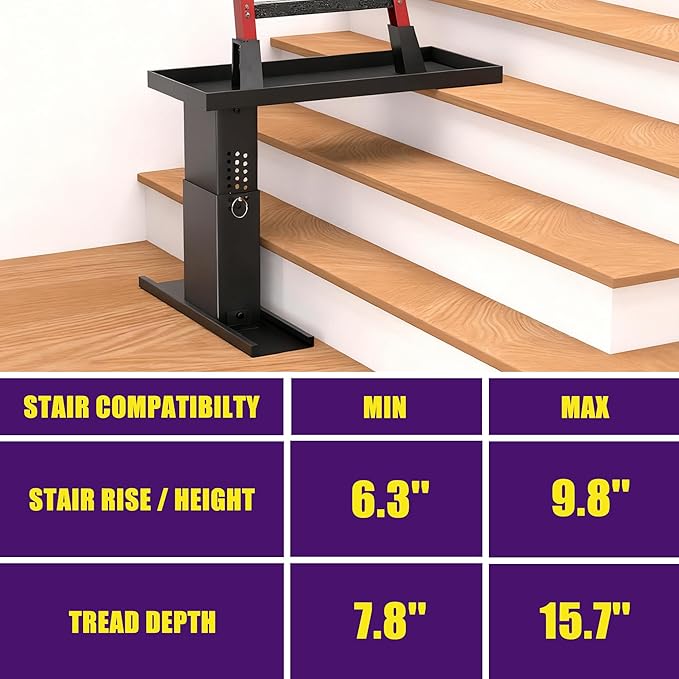 Ladder Leveler Pro | Heavy-Duty Ladder Stabilizer for Stairs | 750lb Safety Ladder Platform & Extender, Adjustable 12.6"-19.6" | Fits Ladders up to 23.5" Wide