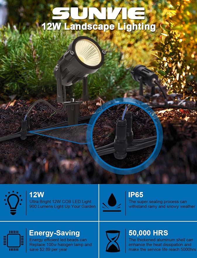 SUNVIE Low Voltage Wire Connectors Fastlock Landscape Lights 12-14 Gauge Cable Connectors for Landscape Lighting Path Lights Working with Malibu Paradise Moonrays and Other Outdoor Lighting (12 Pack)