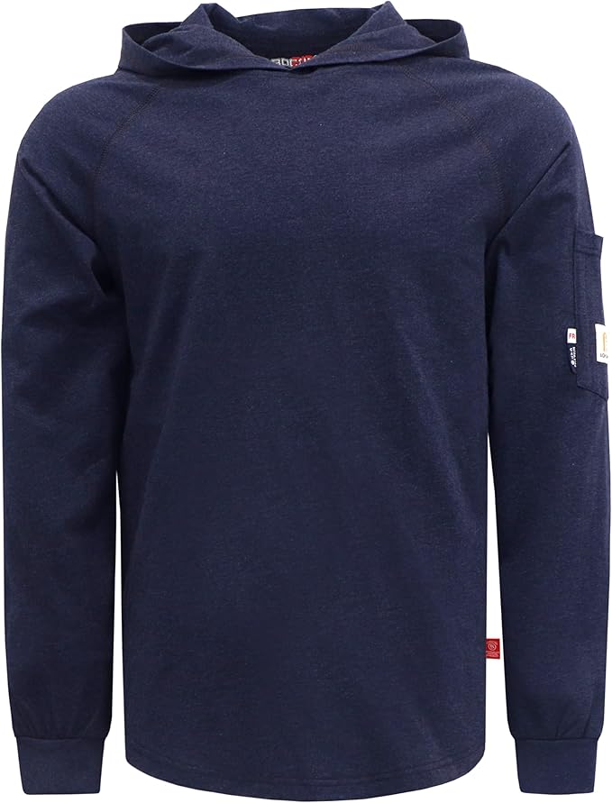 BOCOMAL FR Hooded T Shirts Heather Series 6oz Flame Resistant NFPA2112 CAT2 Fire Retardant Hoodies Work Shirt