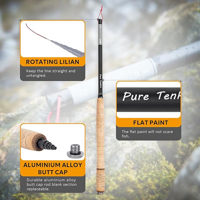 Tenkara Rod,Telescopic Fly Fishing Rod 30T Carbon Fiber with Rod Carrying Case